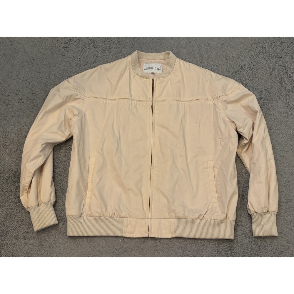 Vintage J.J. Cochran Jacket Womens 1X 46/48L Long Sleeve Full Zip Bomber Cream